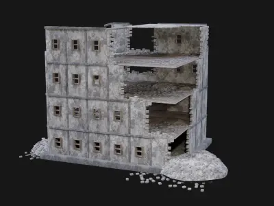 BUILDING POSTAPO POST APO DESTROYED ARCHITECTURE OLD RUIN CITY Low-poly 3D model