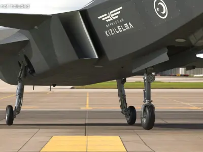  Bayraktar Kizilelma Combat UAV Aircraft Black Rigged for Maya 