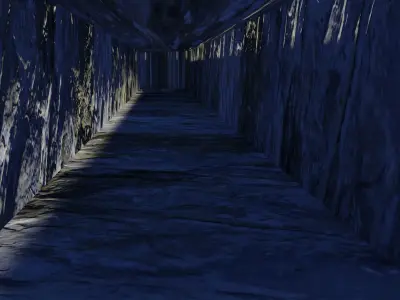 Rock cave tunnel in hand shape Low-poly 3D model