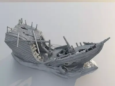 Sunken Ship Remains Tabletop Terrain 28 mm 3D print model