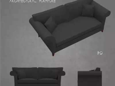 Couch sofa 3 seat architectural furniture  Low-poly 3D model