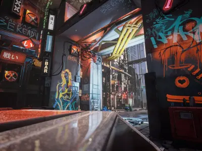 Cyberpunk Environment Kitbash Set Low-poly 3D model