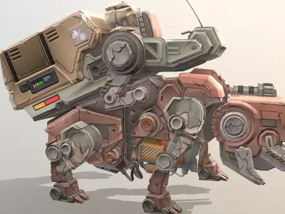 CYBORG Robotic BULLDOG Idle fbx png 3D model