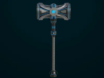 Sci Fi Battle Hammer 08 All PBR Unity UE Textures Included Low-poly 3D model