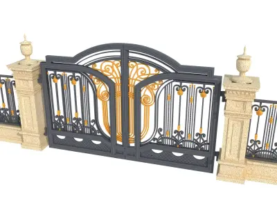 Entrance Forged Gates in classic style 3D model