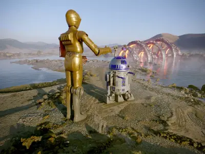 Star Wars Desert Scene Low-poly 3D model