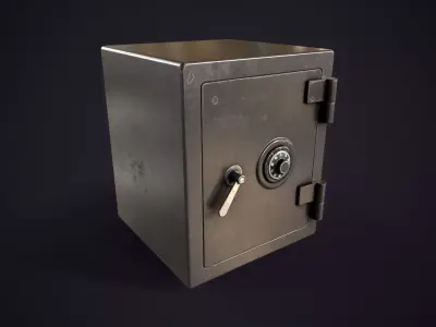 Old safe with money Low-poly 3D model