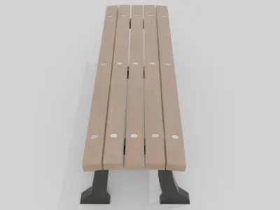 Outdoor Wooden Bench 18 Low-poly 3D model