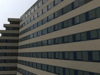 Prague Hotel Pyramida Low-poly 3D model