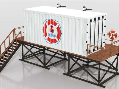 Container Beach Lifeguard Stand Low-poly 3D model