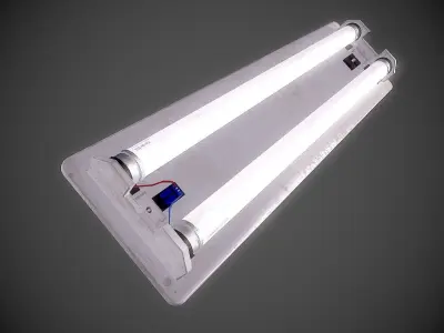 Fluorescent lamp Industrial light bulb wall ceiling lighting Low-poly 3D model