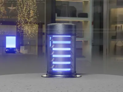 Galvanized Light-Column -3- Street-Light 9 Low-poly 3D model