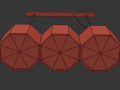 PRIZMA lamp with three balls hanging from it 3D model