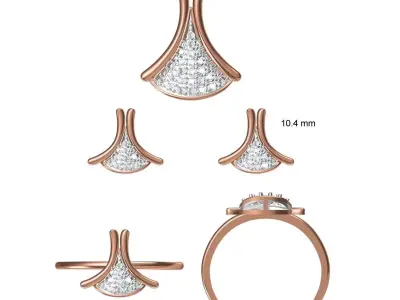 Light wt Ring Earrings Pendant set stl jcd 1-render details 3D print model 22