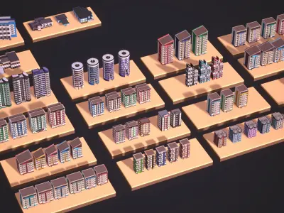 POLYPACK - Low Poly City Pack Low-poly 3D model