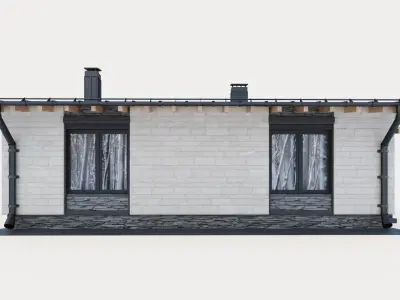 One-story cottage with a large terrace 3D model