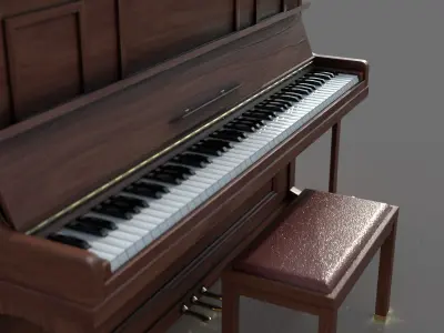 Upright Piano Low-poly 3D model