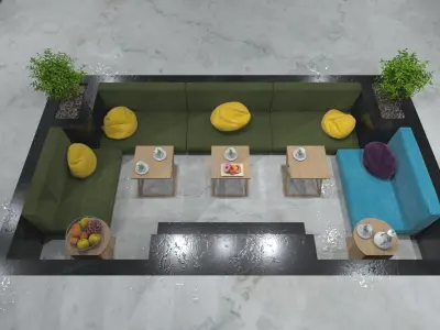 Arabic majlis area inside the villa 3D model