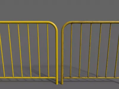 PBR Pedestrian Guard Rail Yellow V2 Low-poly 3D model