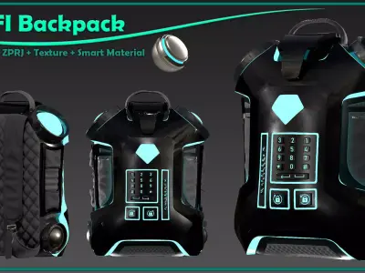 SCI-FI backpack with texture and smart material 3D model