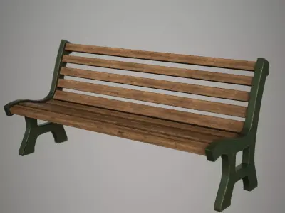 Park Bench Cast Iron Low-poly 3D model