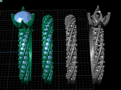 Spiral Solitaire Ring 3D print model purchase