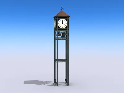 Tall Street Clock Low-poly 3D model