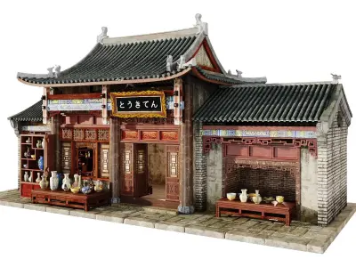 Historic Asian Pottery Shop Street Facade 3D model