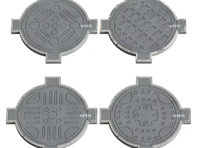 Sewage hatches Low-poly 3D model