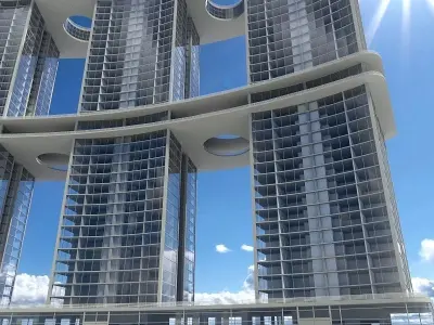 Skyscraper 9 high rise building 3D model