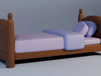Low poly single bed Free low-poly 3D model