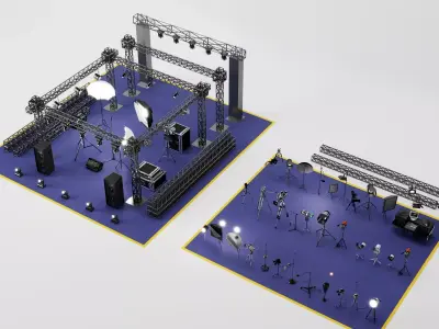 Photography Studio Lighting Rig Equipment Pack PBR Game Ready Low-poly 3D model