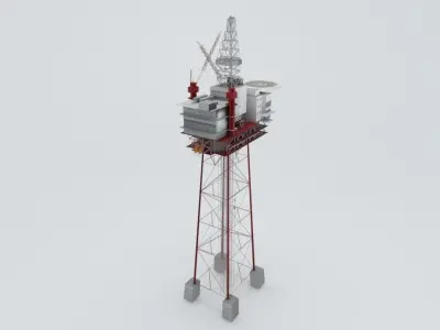 Jotun B Offshore Oil Platform Low-poly 3D model