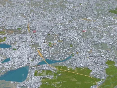 Coimbatore Tamil Nadu India 30km Low-poly 3D model