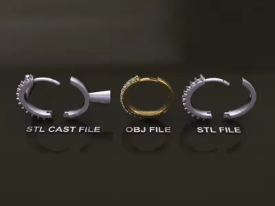 Earring One Sided Diamond Hoop Mid Size 11mm Inside Diameter 3D print model