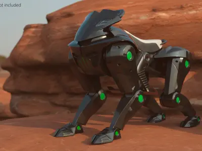  Sci-Fi Bio-Mechanical Transport Unit White Black Rigged for Maya 