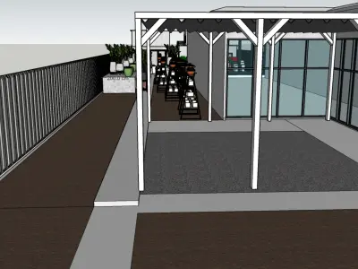 Landscape Showroom with Pots Plants and Pathway 3D model