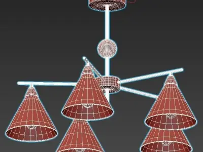 calor-2774-5p five light chandelier in brass 3D model