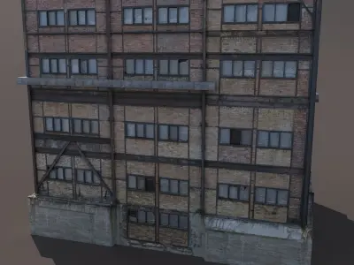 Old Factory Low Poly 3d Building Low-poly 3D model