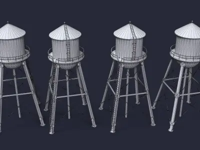 Water Tower Low-poly 3D model