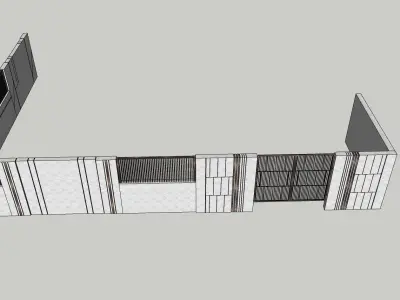 house boundary wall sketchup 3d model  3D model