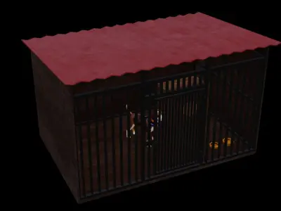 Dog house and 3 dogs low poly pack Low-poly 3D model