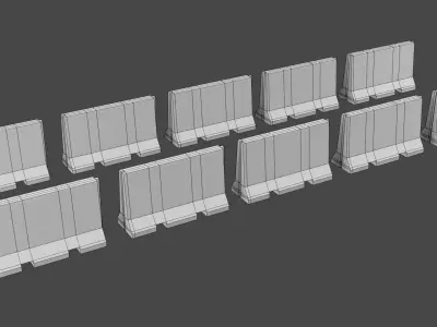 Concrete Barricade Pack Low-poly 3D model