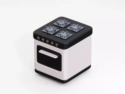 Cooker Gas Stove Low-poly 3D model