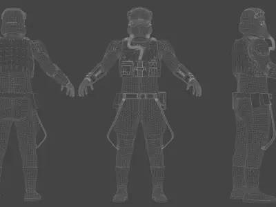 Star Wars- First Order Tie PIlot Game Ready Rigged Low-poly 3D model