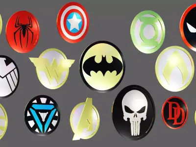 Free 3D Superhero Logos Free low-poly 3D model
