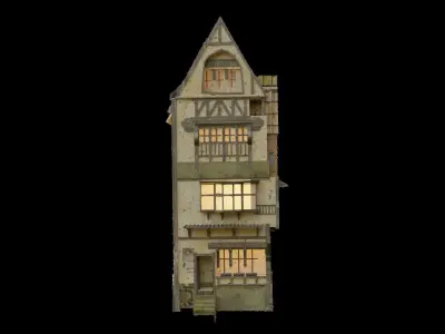 medivial low poly pbr building Low-poly 3D model