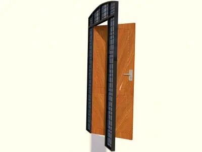 Modern Door With 2 Sidelights Low-poly 3D model