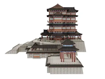 Grand Japan Imperial Palace Tower Complex 3D model