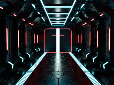 sci-fi spaceship hall Low-poly 3D model